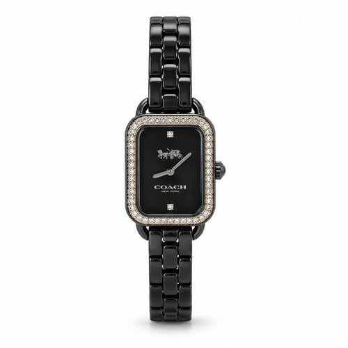 Coach Black rectangle, crystal bezel