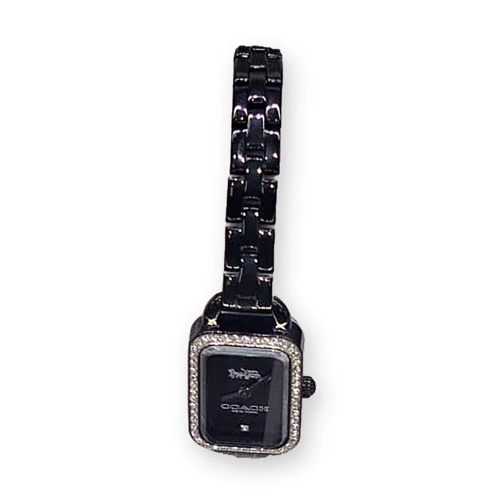 Coach Black rectangle, crystal bezel
