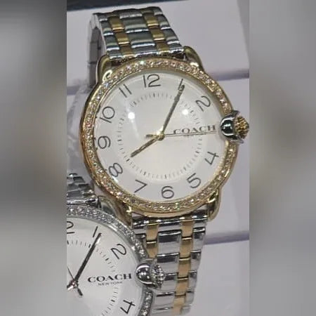 Coach Two-tone, crystal bezel, Arabic dial