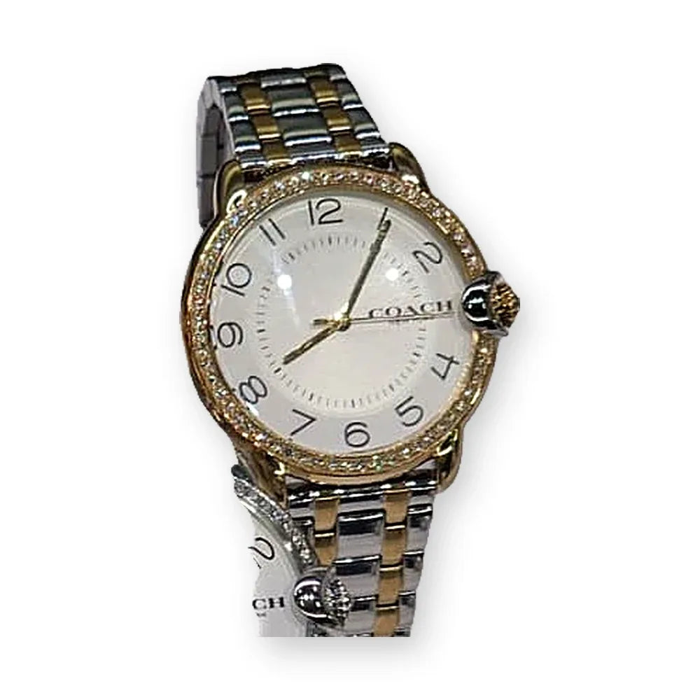 Coach Two-tone, crystal bezel, Arabic dial