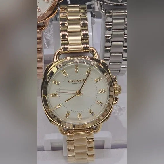 Coach Gold cushion, white dial