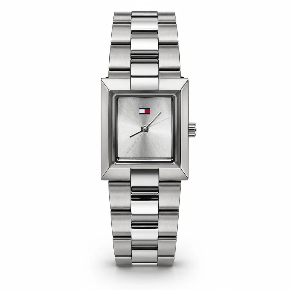 Tommy Hilfiger Silver rectangle, silver dial