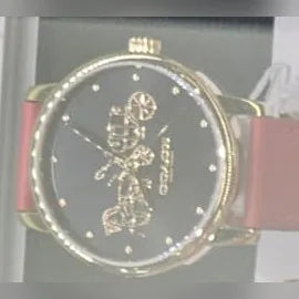 Coach Black carriage dial, red leather