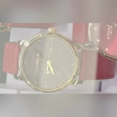 Coach Grey logo dial, red leather