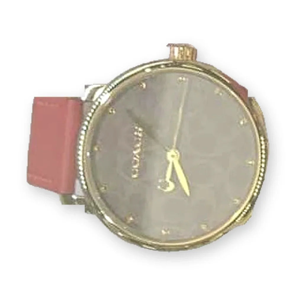 Coach Grey logo dial, red leather