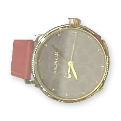 Coach Grey logo dial, red leather
