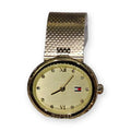 Tommy Hilfiger Gold oval, textured mesh, champagne dial