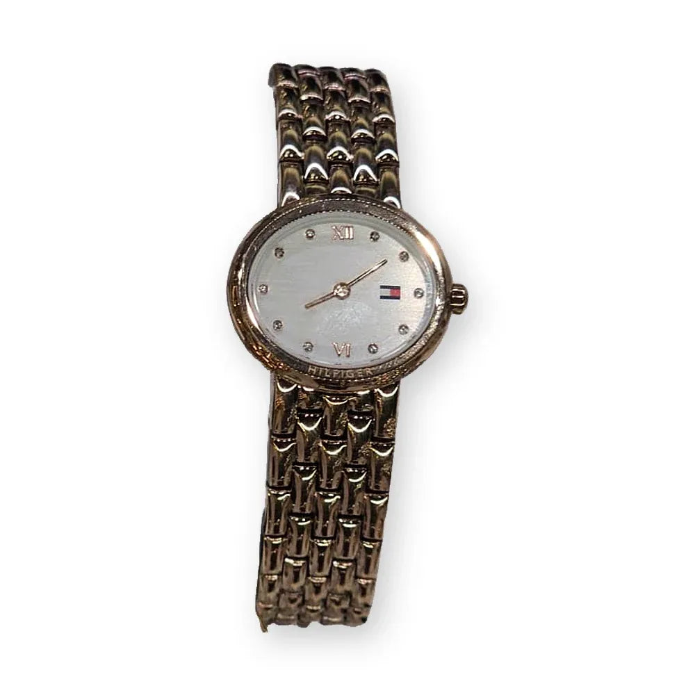 Tommy Hilfiger Rose-gold oval, white dial