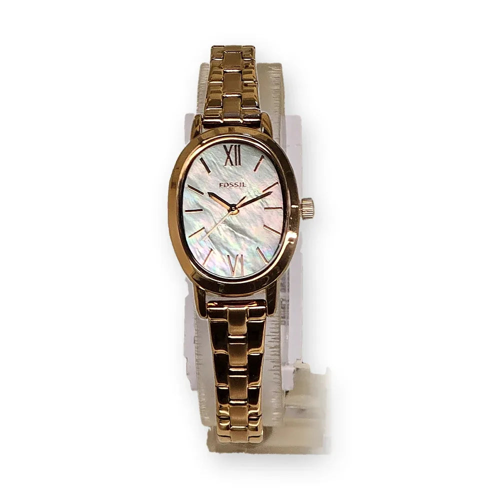 Fossil Rose-gold oval, mother-of-pearl dial