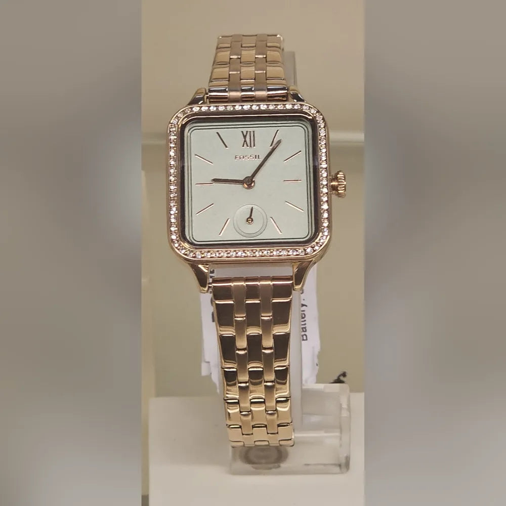 Fossil Rose-gold square, crystal bezel