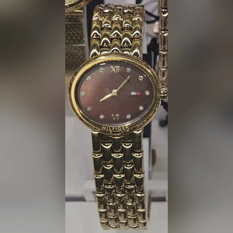 Tommy Hilfiger Petite gold oval, brown dial