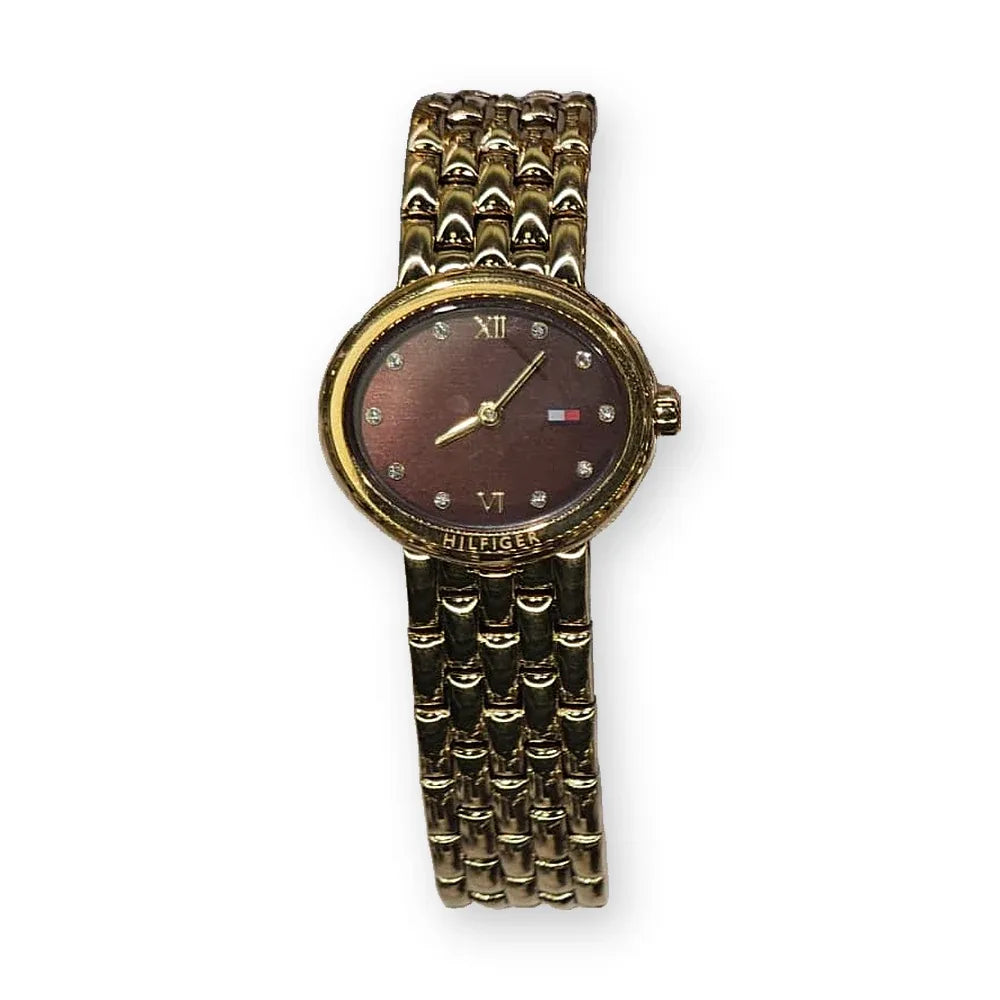 Tommy Hilfiger Petite gold oval, brown dial