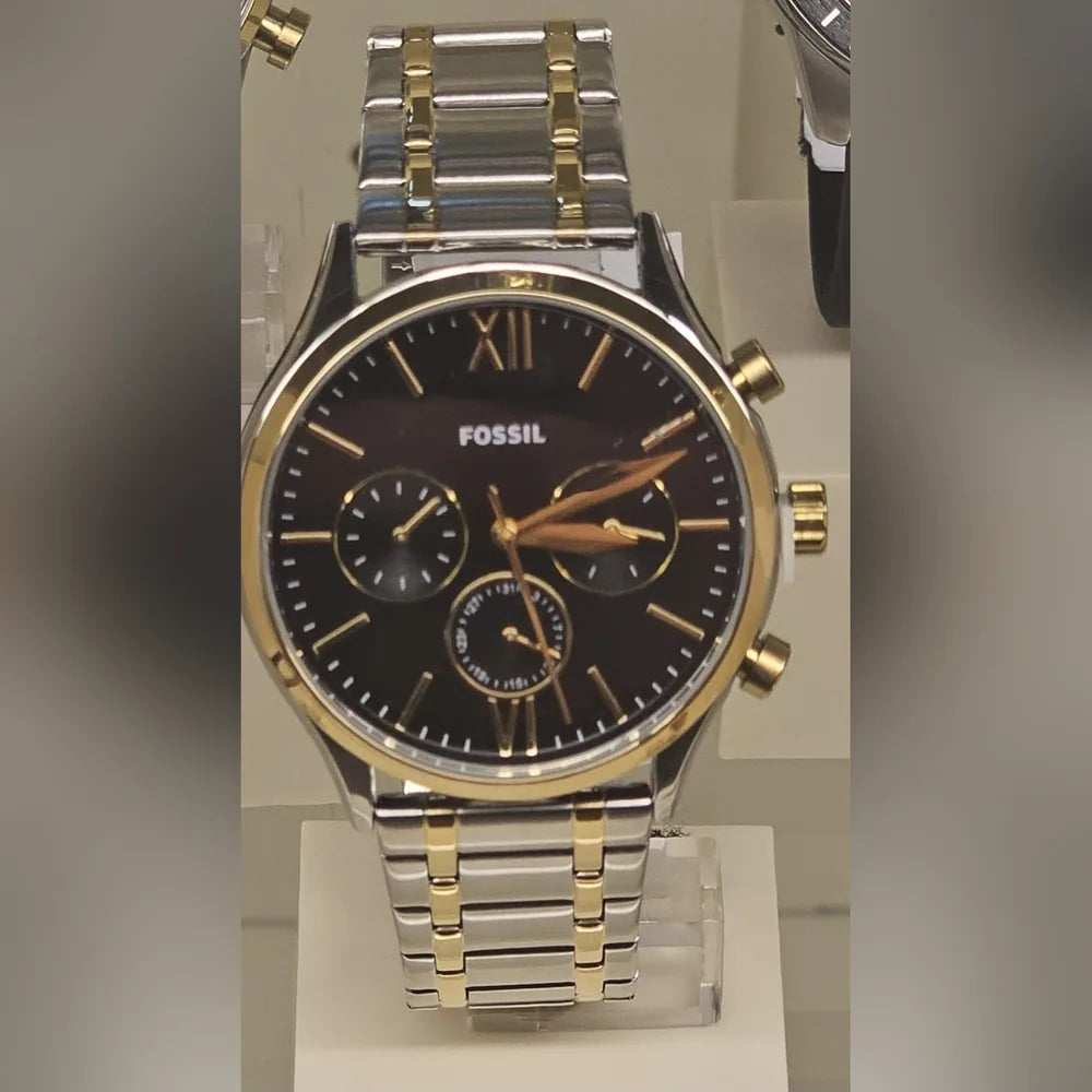 Fossil Two-tone chronograph, black dial