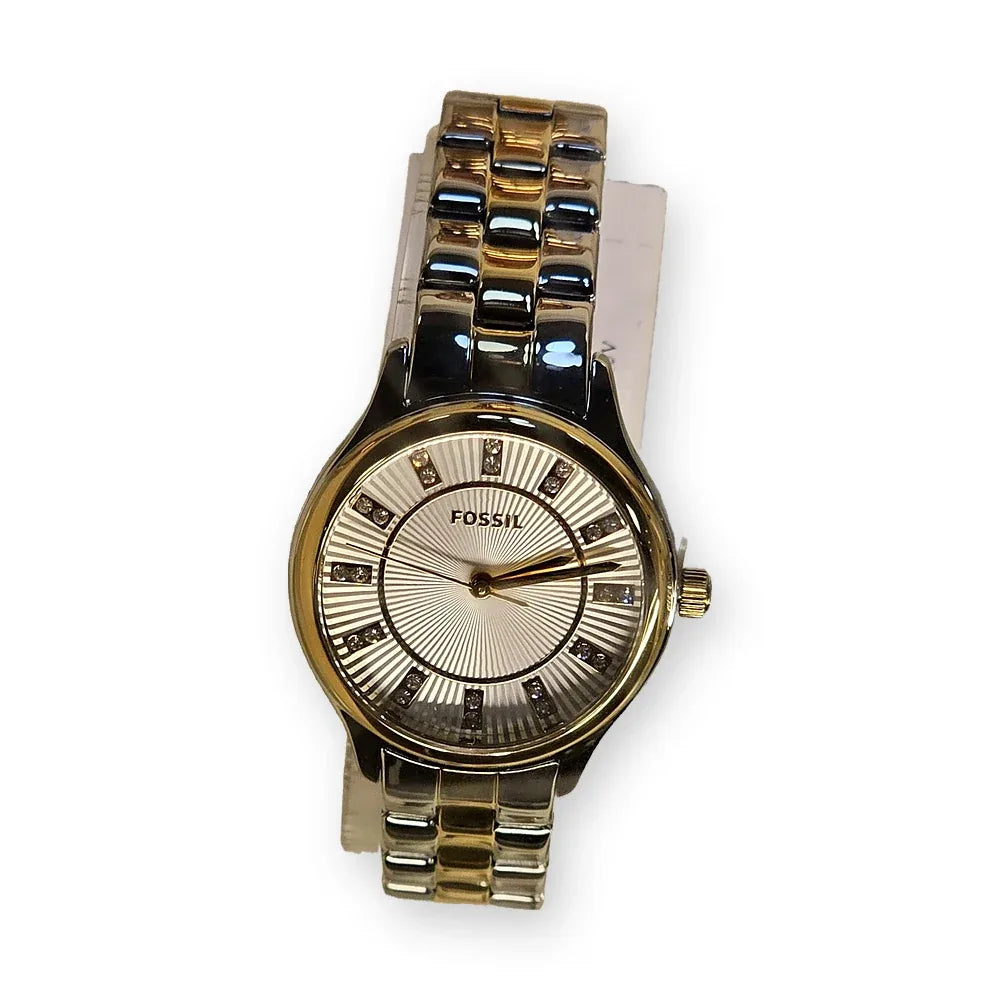 Fossil Two-tone, sunray dial, crystal markers