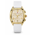 Michele Gold-tone chronograph, cream dial, white strap