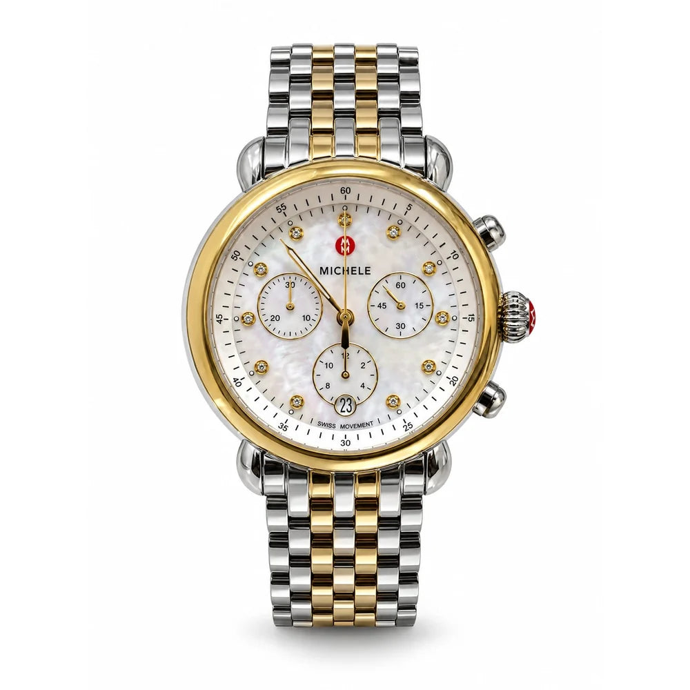 Michele CSX two-tone, mother-of-pearl dial, diamond-set markers