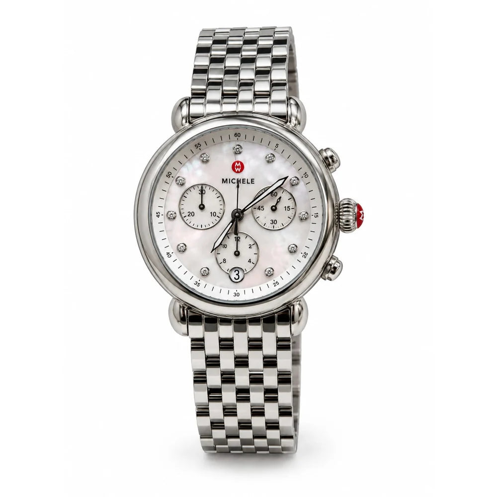 Michele CSX stainless, mother-of-pearl dial, diamond-set markers