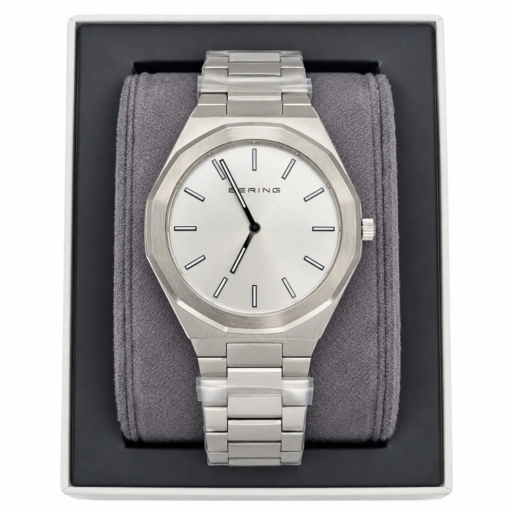 Bering Classic, silver dial, steel bracelet