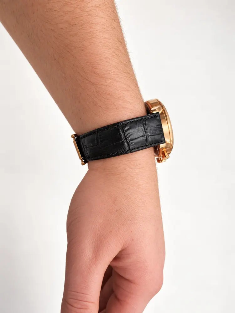 Tetra Torino Classico chronograph, rose gold & black leather