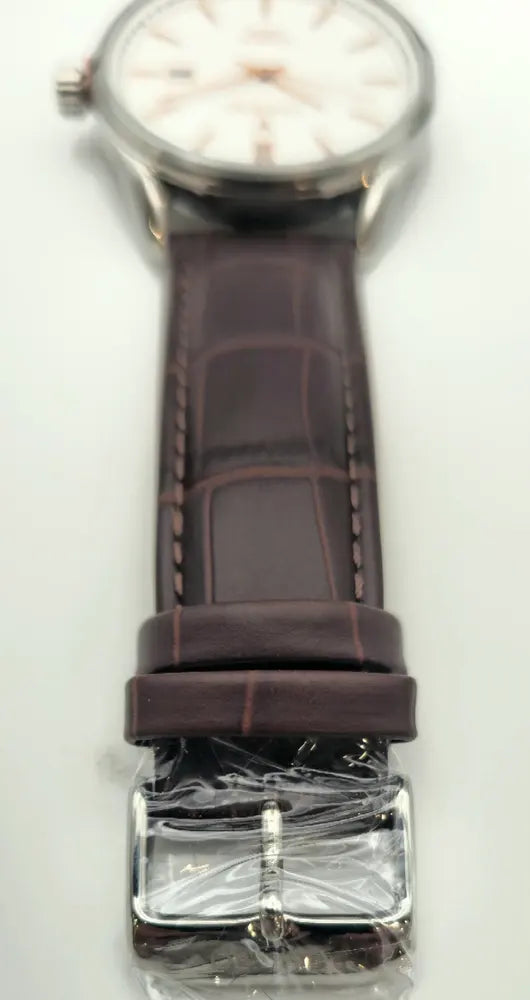 Vincero Kairos 42mm date, silver / rose gold, brown leather