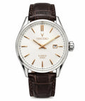 Vincero Kairos 42mm date, silver / rose gold, brown leather
