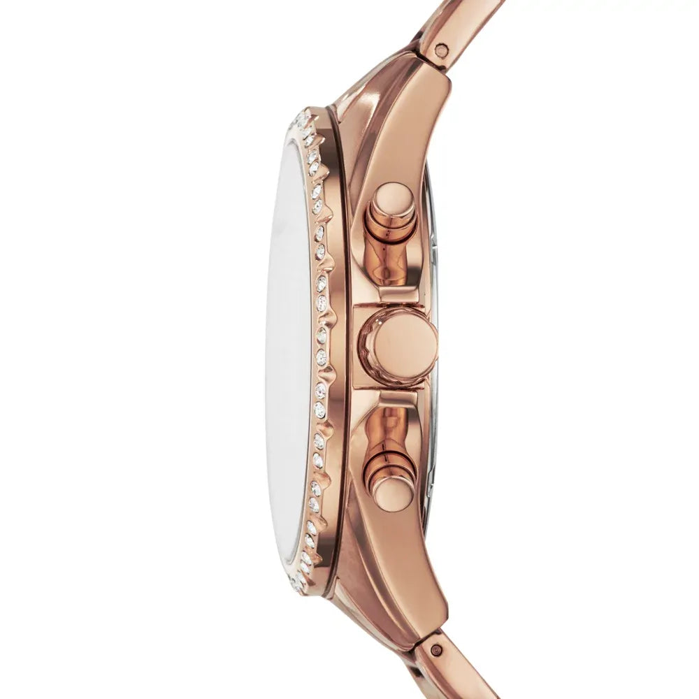 Fossil Rose-gold multifunction, crystal bezel