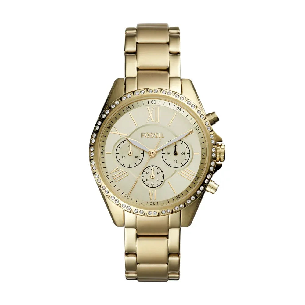 Fossil Gold multifunction, crystal bezel