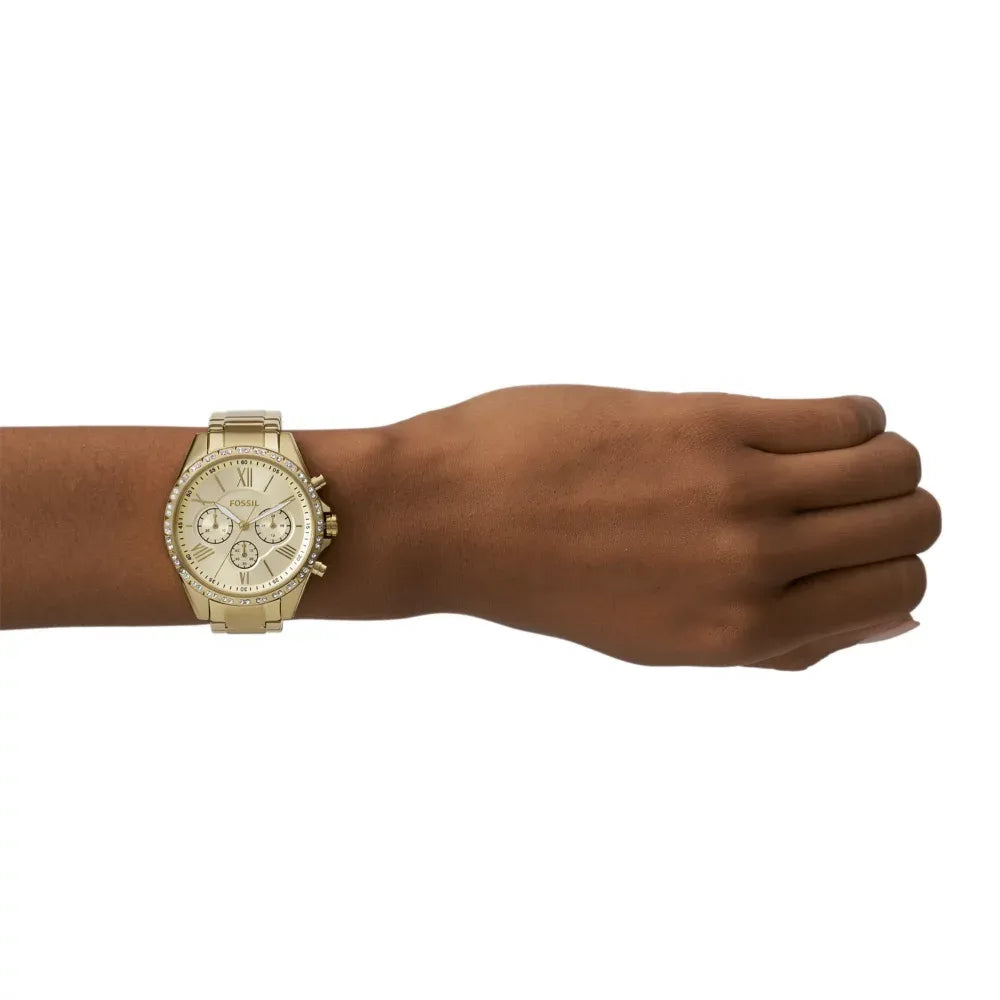 Fossil Gold multifunction, crystal bezel