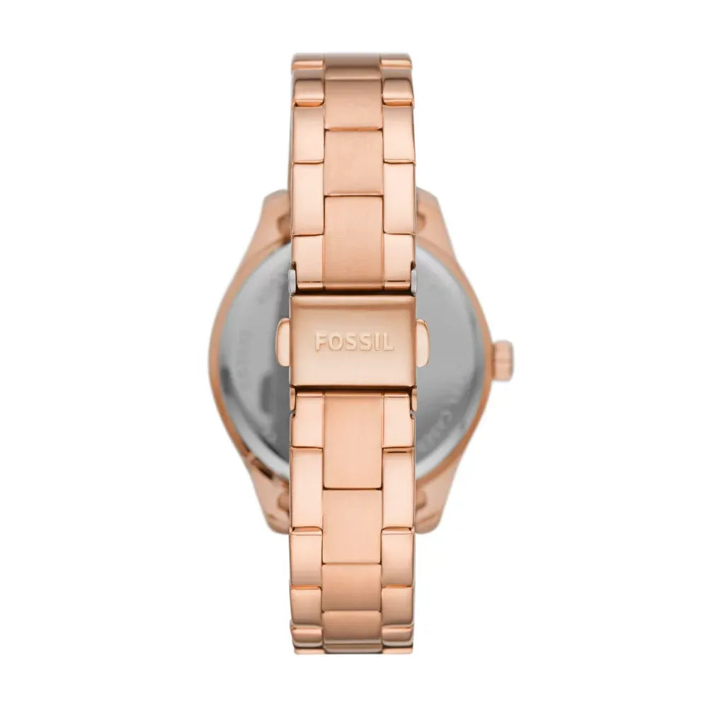 Fossil Rose-gold multifunction, fluted bezel