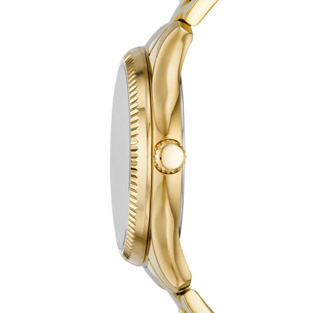 Fossil Gold multifunction, fluted bezel