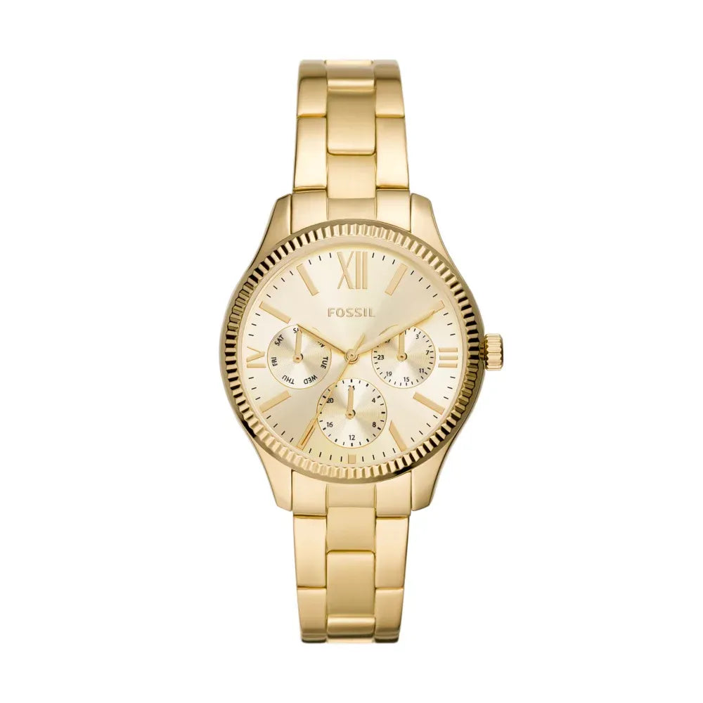 Fossil Gold multifunction, fluted bezel