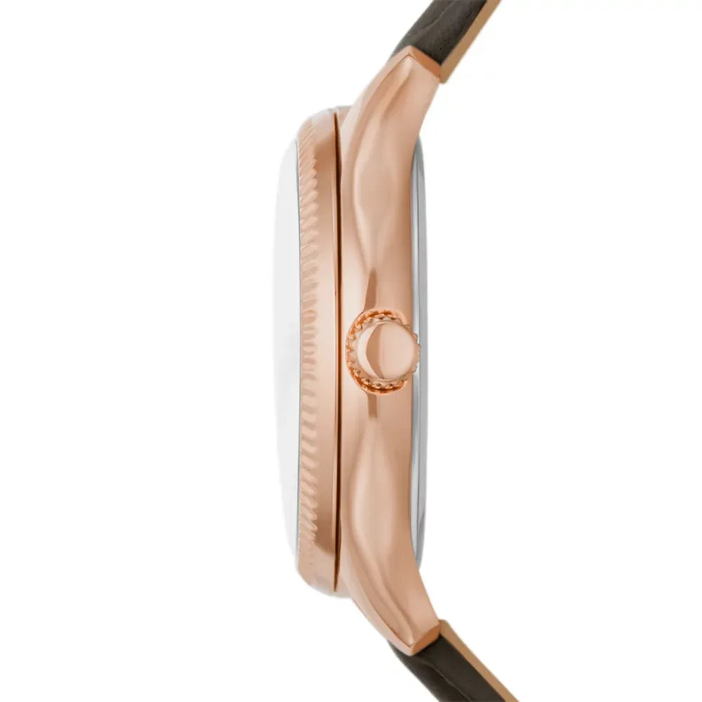 Fossil Rose-gold multifunction, brown dial