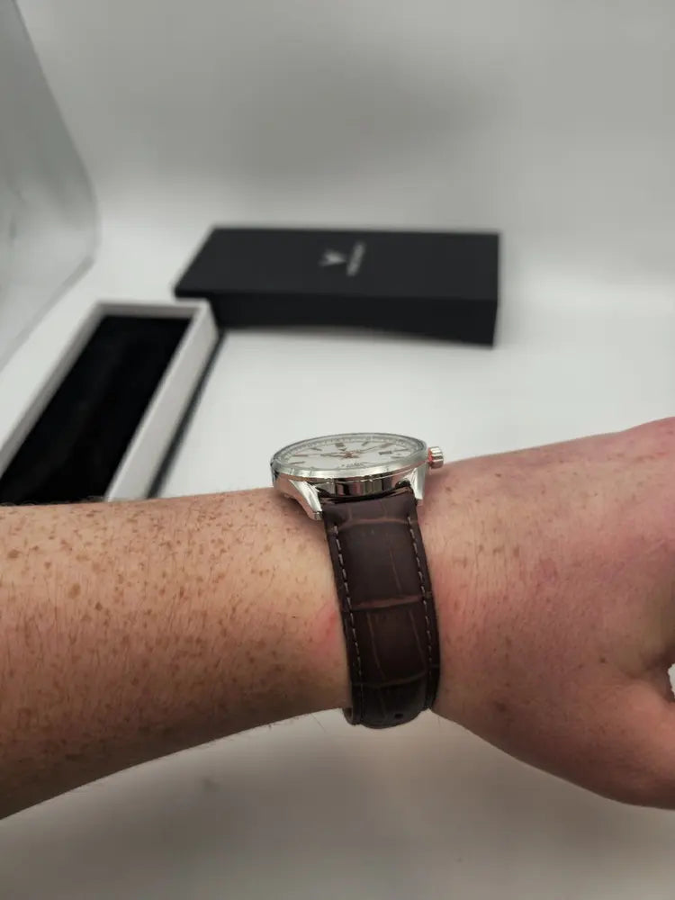 Vincero Kairos 42mm date, silver / rose gold, brown leather