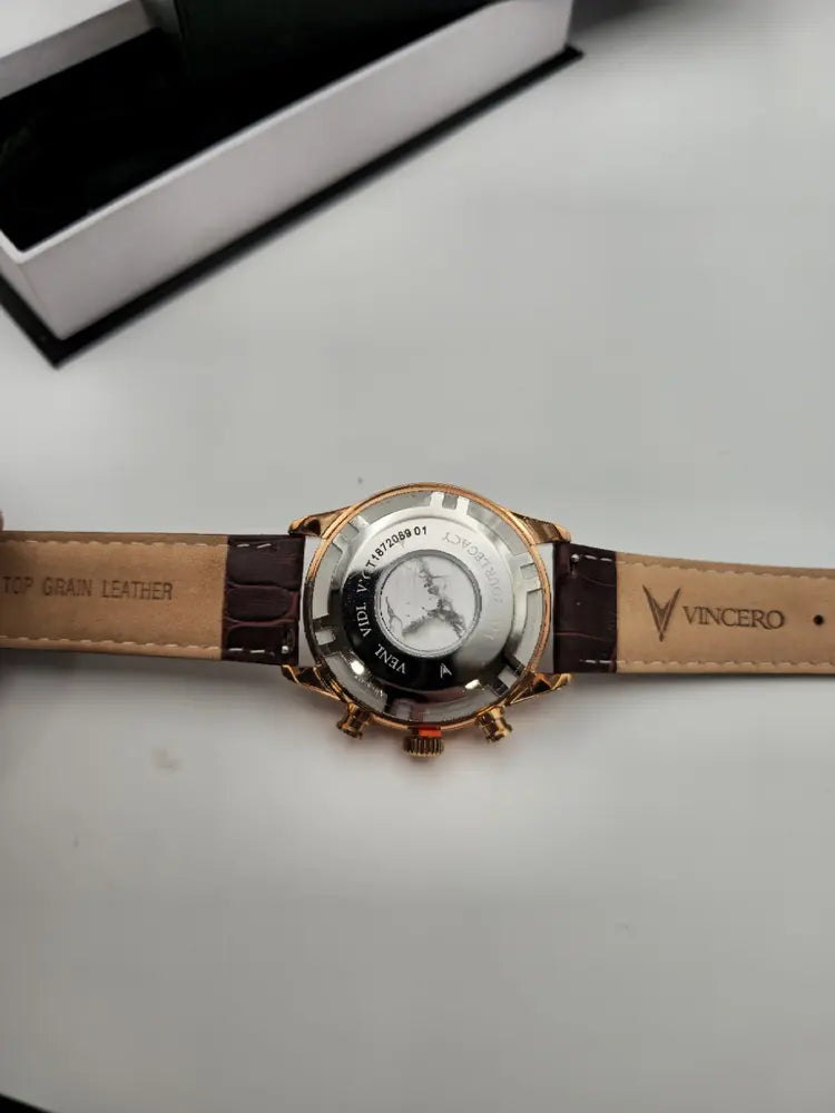 Vincero Chrono S, rose gold, brown Italian leather