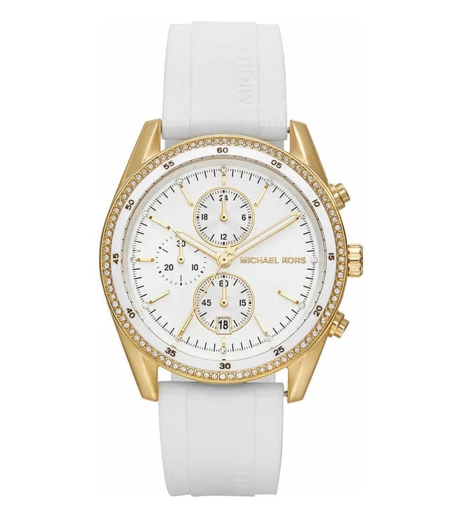 Michael Kors Gold chronograph, white strap