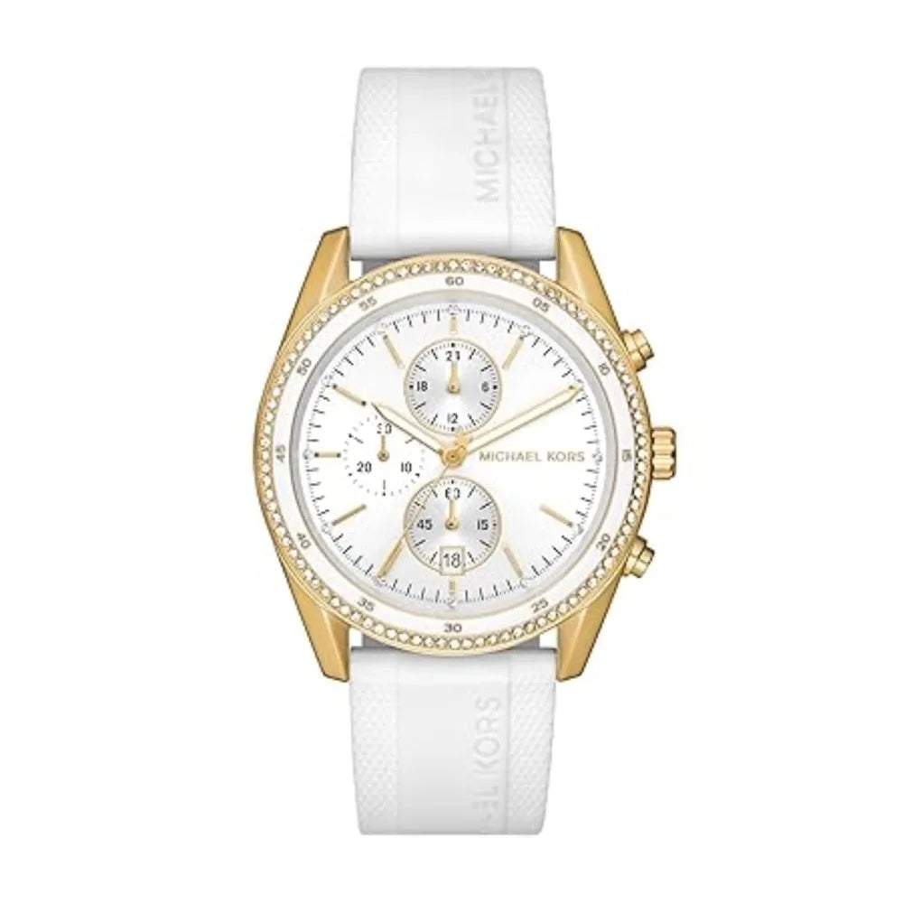 Michael Kors Gold chronograph, white strap