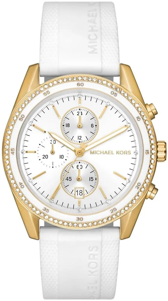 Michael Kors Gold chronograph, white strap