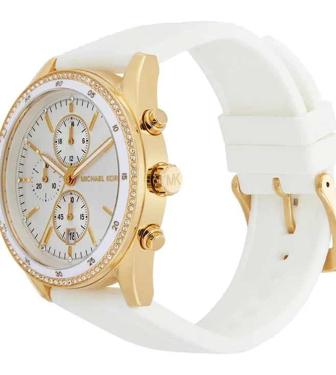 Michael Kors Gold chronograph, white strap