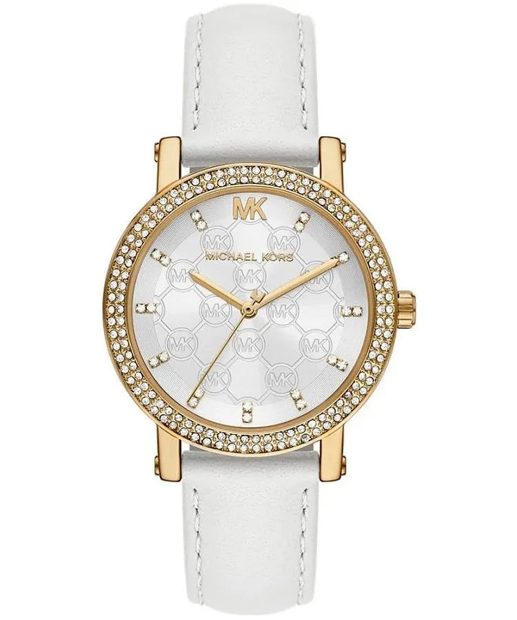 Michael Kors Gold pavé, white logo dial