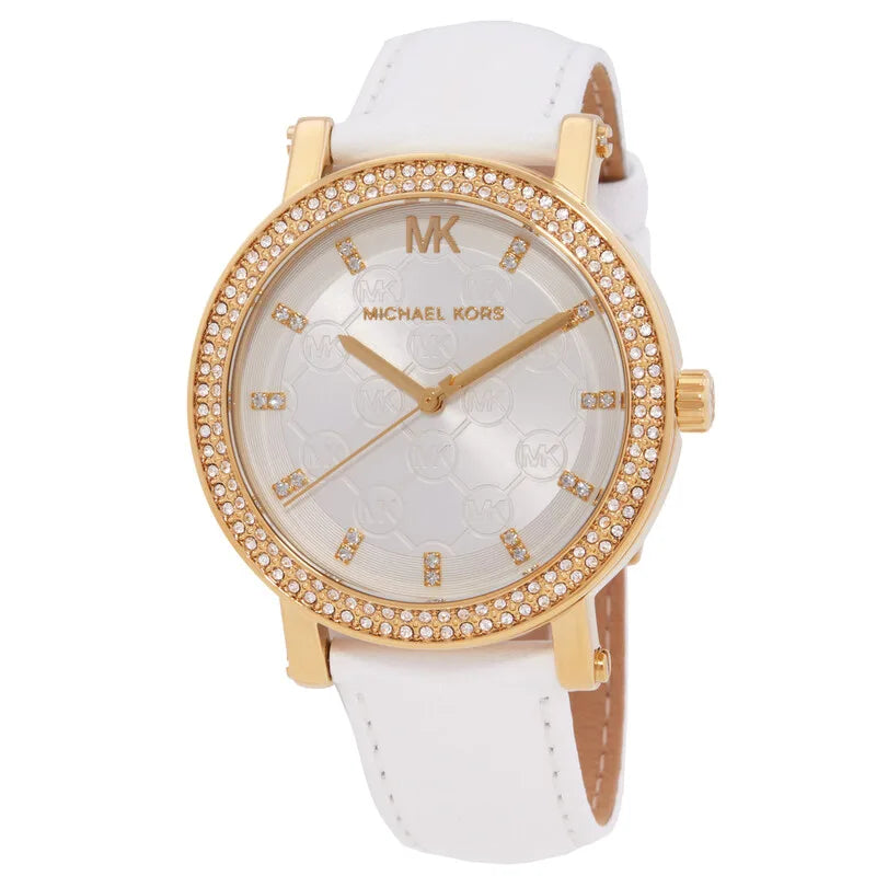 Michael Kors Gold pavé, white logo dial
