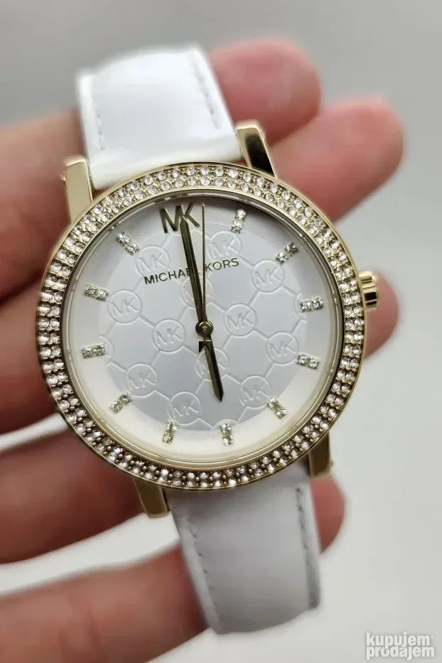 Michael Kors Gold pavé, white logo dial
