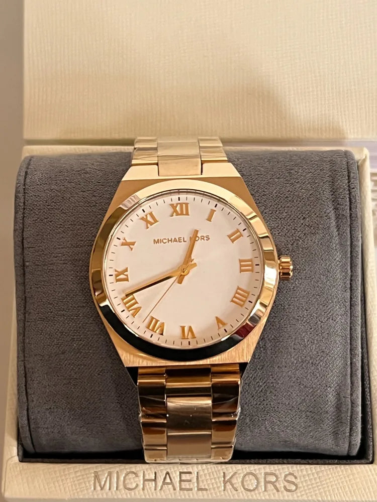 Michael Kors Gold, white Roman dial
