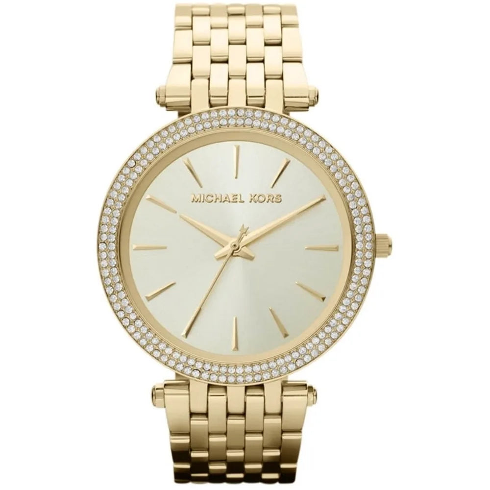 Michael Kors Gold, crystal bezel, champagne dial