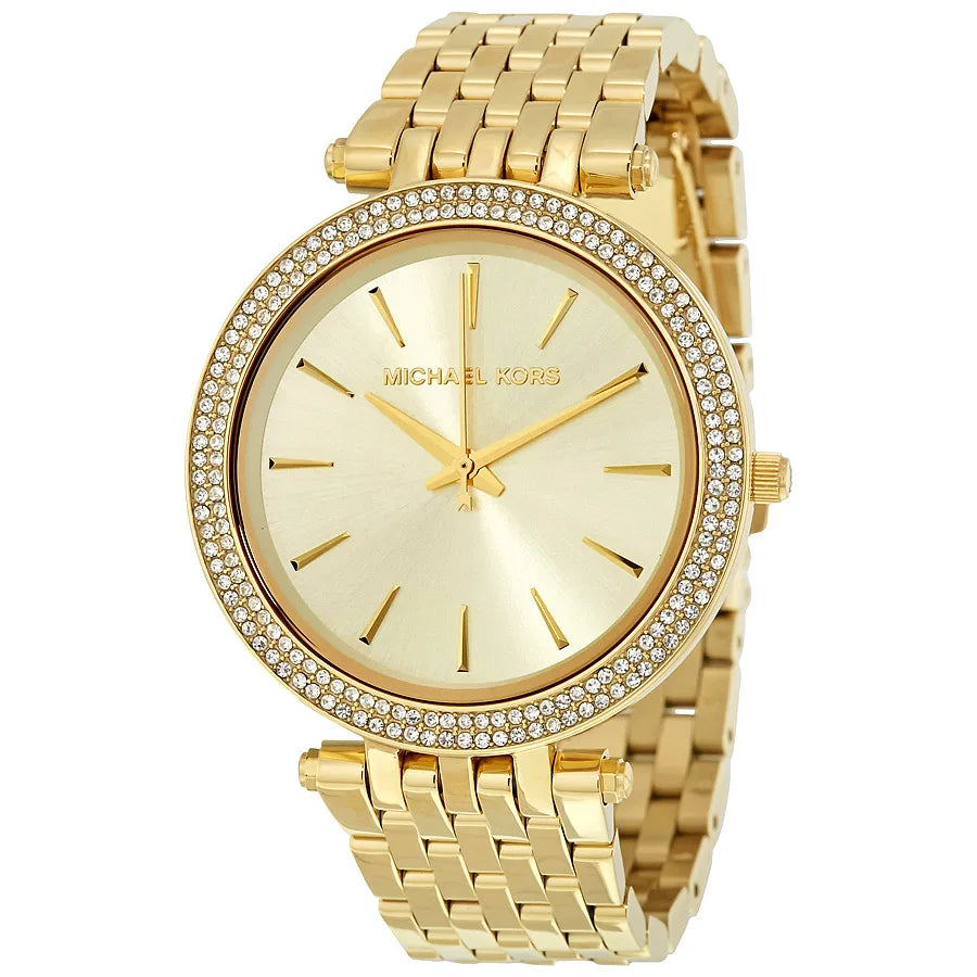 Michael Kors Gold, crystal bezel, champagne dial