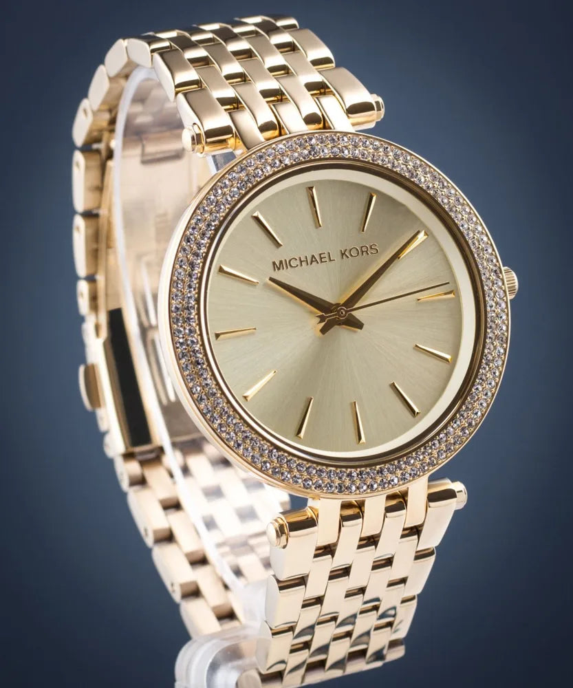 Michael Kors Gold, crystal bezel, champagne dial