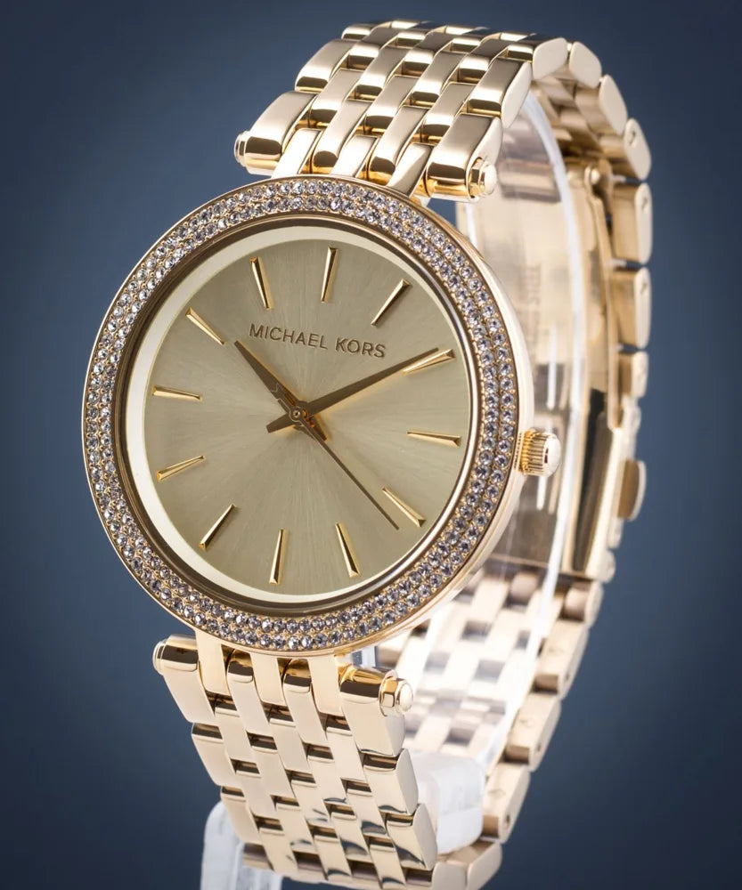Michael Kors Gold, crystal bezel, champagne dial