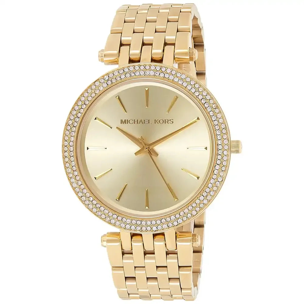 Michael Kors Gold, crystal bezel, champagne dial