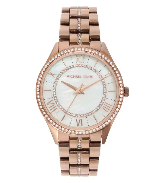 Michael Kors Rose-gold, crystal bezel, rose dial