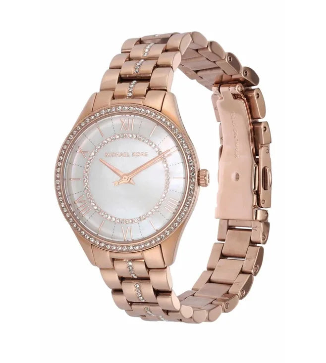 Michael Kors Rose-gold, crystal bezel, rose dial
