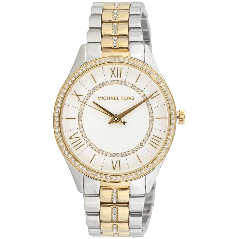 Michael Kors Two-tone, crystal bezel, white dial